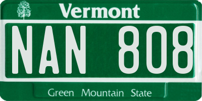 VT license plate NAN808