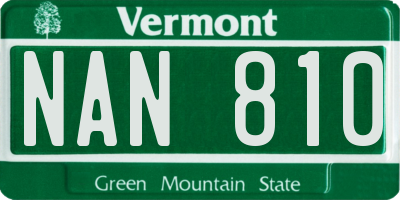 VT license plate NAN810
