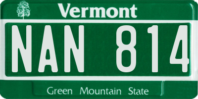 VT license plate NAN814