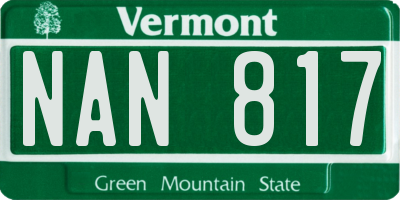 VT license plate NAN817
