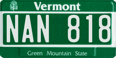 VT license plate NAN818