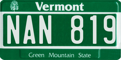 VT license plate NAN819