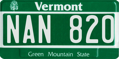 VT license plate NAN820