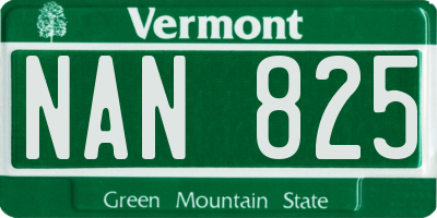 VT license plate NAN825