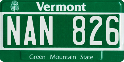 VT license plate NAN826