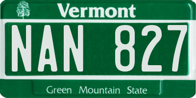 VT license plate NAN827
