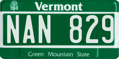 VT license plate NAN829