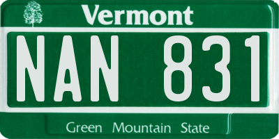 VT license plate NAN831