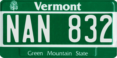VT license plate NAN832