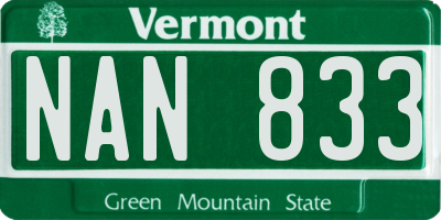 VT license plate NAN833