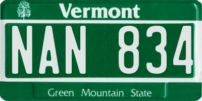 VT license plate NAN834