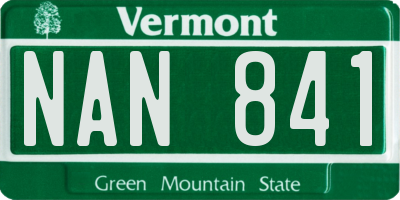 VT license plate NAN841