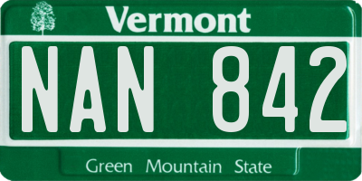 VT license plate NAN842