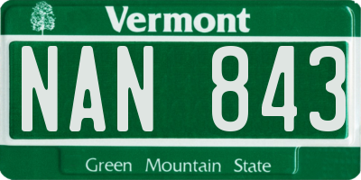 VT license plate NAN843