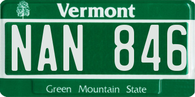VT license plate NAN846