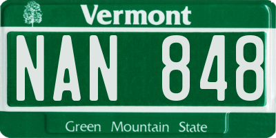 VT license plate NAN848