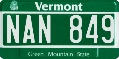 VT license plate NAN849