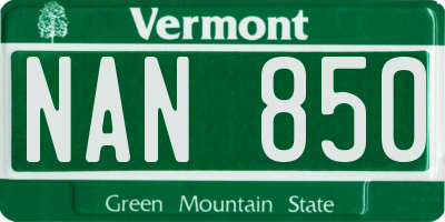 VT license plate NAN850