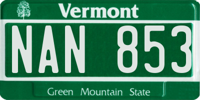 VT license plate NAN853