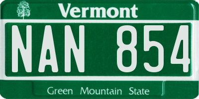 VT license plate NAN854
