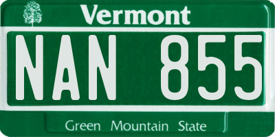 VT license plate NAN855