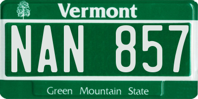 VT license plate NAN857