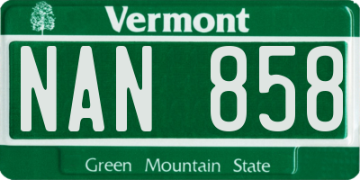 VT license plate NAN858