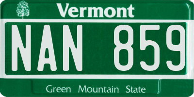 VT license plate NAN859