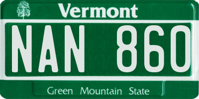 VT license plate NAN860