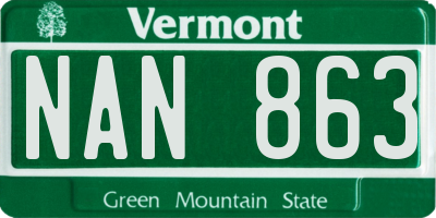 VT license plate NAN863