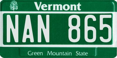VT license plate NAN865