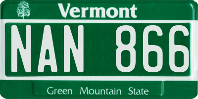 VT license plate NAN866