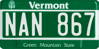 VT license plate NAN867