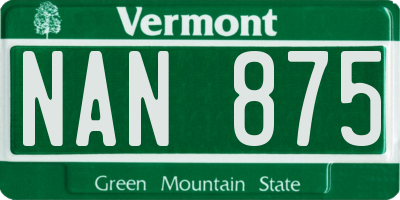 VT license plate NAN875