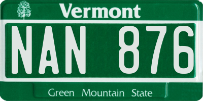 VT license plate NAN876
