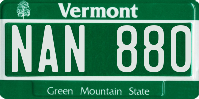 VT license plate NAN880