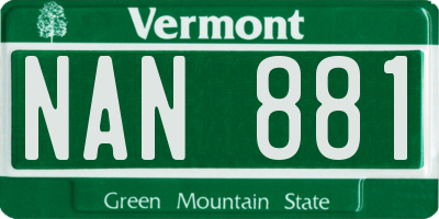 VT license plate NAN881