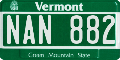 VT license plate NAN882