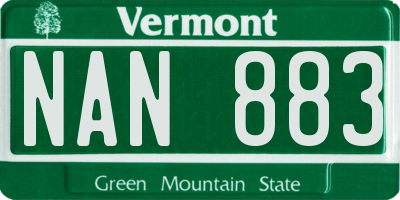 VT license plate NAN883