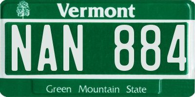 VT license plate NAN884