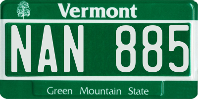 VT license plate NAN885