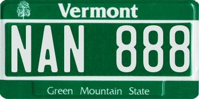 VT license plate NAN888