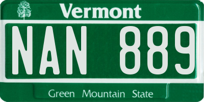 VT license plate NAN889
