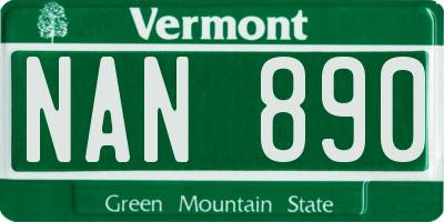 VT license plate NAN890