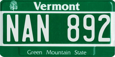 VT license plate NAN892