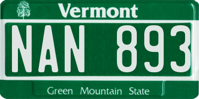 VT license plate NAN893