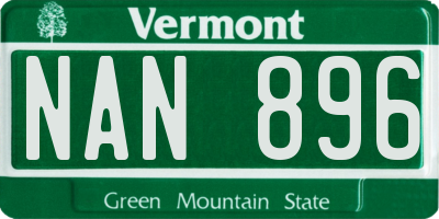 VT license plate NAN896
