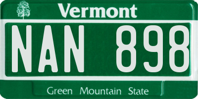VT license plate NAN898