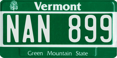 VT license plate NAN899