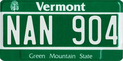 VT license plate NAN904